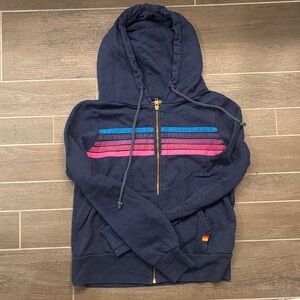 Aviator Nation Dark Hoodie with Pink and Blue Accents